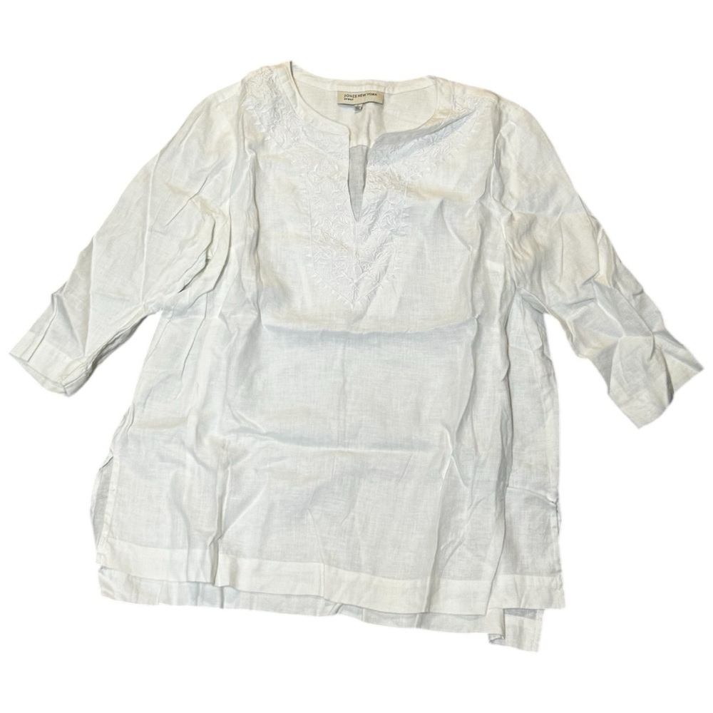 Jones New York Cream Embroidered Blouse